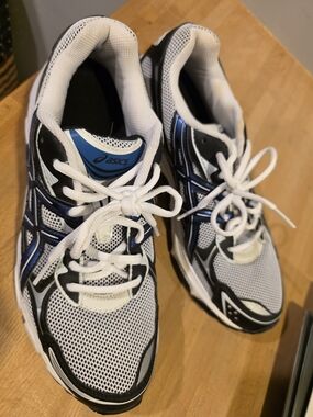 Asics Men's White, Black & Blue Mesh Running Sneakers